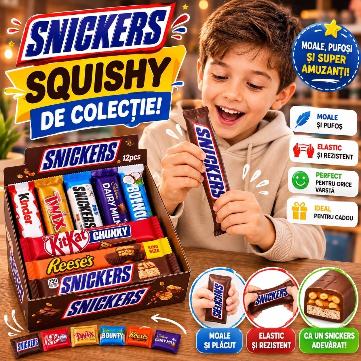 Jucărie Antistres Squishy Baton de Ciocolată, Model Aleatoriu, Super Moale și Elastică,