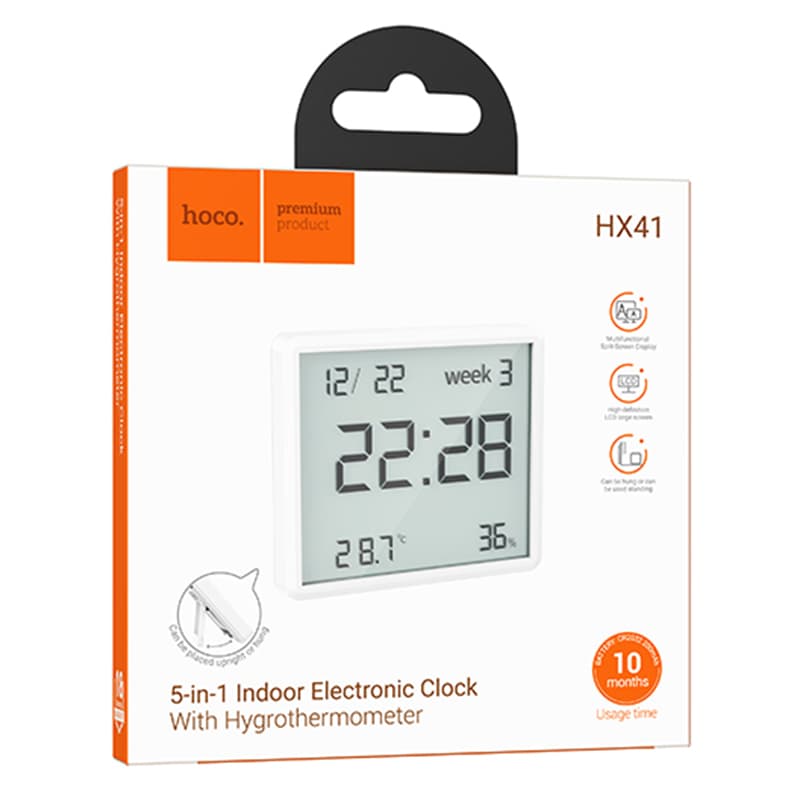 HOCO (HX41) - Ceas electronic de interior, LCD crystal, 15" refresh time, White