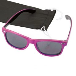   Ochelari de soare Crockett Retro, UV400, roz/negru, saculet protectie inclus