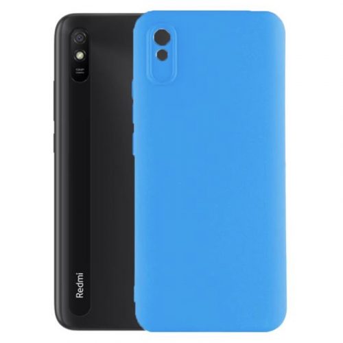 Husa Xiaomi Redmi 9A, Luxury Silicone, catifea in interior, protectie camere, albastru deschis