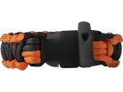 Bratara model Elevate Elliott Survival din snur tip Paracord, cu fluier, negru/portocaliu