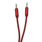 Cablu audio auxiliar / AUX / jack 3.5 mm, 2 metri, material textil impletit, capete metalice, rosu