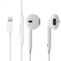   Casti audio cu microfon, conector Lightning pentru iPhone/iPad, albe