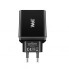 Incarcator casa Well,  1 x USB-A QC3.0, 18W/3A, bulk, negru