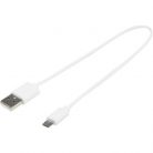 Cablu de incarcare MicroUSB, 30 cm, 1A, alb