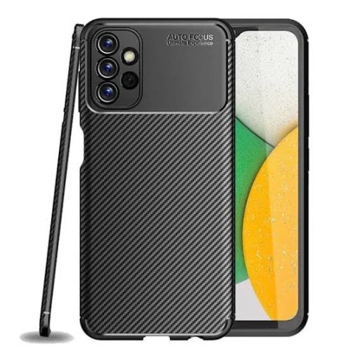 Husa Carbon Fiber pentru Samsung Galaxy A23 4G, aspect carbon, protectie camere, neagra