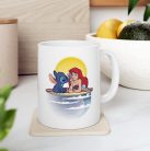 Cana ceramica personalizata, design Stitch si Sirena, 330 ml, alba