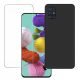 Set folie si husa Samsung Galaxy A22 4G, sticla transparenta si Matt TPU, negru