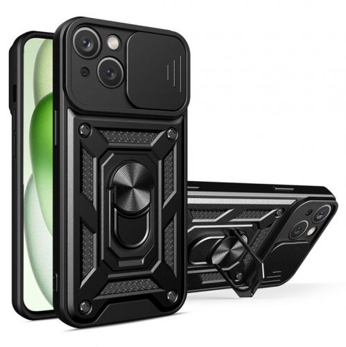 Husa Apple iPhone 16 Pro, Camshield Armor, inel sustinere, protectie camera, neagra