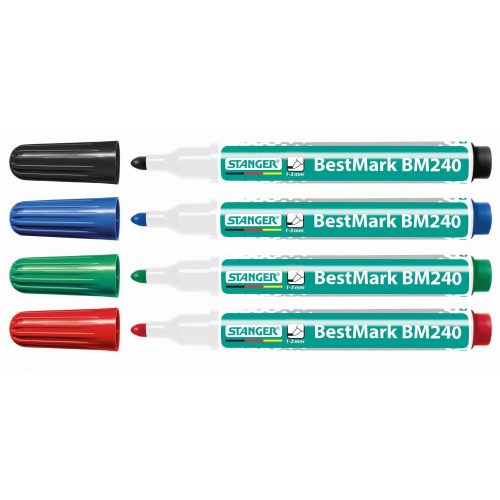 Set 4 markere pentru tabla de scris Stanger BestMark BM240, 1-4 mm