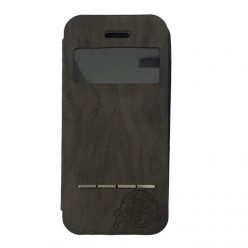   Husă protectie Apple Iphone 5/5S/SE, Tiger Case, tip carte, fereastra notificari, maro inchis