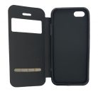 Husă protectie Apple Iphone 5/5S/SE, Tiger Case, tip carte, fereastra notificari, maro inchis