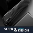 Husa Apple iPhone 14 Plus, Carbon Fiber, TPU moale cu aspect carbon, neagra