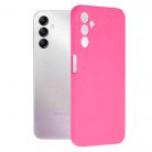 Husa Samsung Galaxy S24+ (S24 Plus), Luxury Silicone, catifea in interior, protectie camere, roz siclam