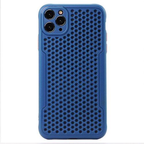 Husa Breath Case pentru Apple iPhone XS, silicon moale cu perforatii, albastra