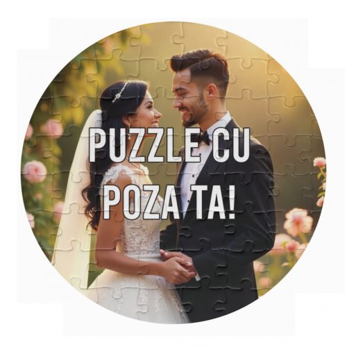 Puzzle personalizat cu poza ta, rotund, 20 cm, 42 piese