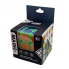 Jucarie cub tip Rubik, 3 x 3 randuri, 5.5 cm, 6 fete colorate, cadru verde fluorescent