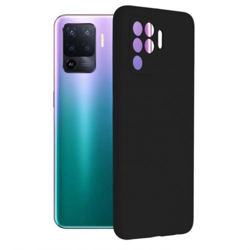 Husa Oppo Reno 5 Lite, Matt TPU, protectie camere, silicon moale, neagra