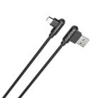 Cablu de date si incarcare Maxximus, conector MicroUSB la 90 grade, 2,4A, 1 metru, negru