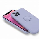 Husa Apple iPhone 11 Pro Max, Ring Silicone, suport sustinere rotativ, catifea in interior, violet