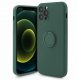 Husa Apple iPhone 11 Pro Max, Ring Silicone, suport sustinere rotativ, catifea in interior, verde