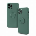 Husa Apple iPhone 11 Pro Max, Ring Silicone, suport sustinere rotativ, catifea in interior, verde