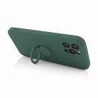 Husa Apple iPhone 13, Ring Silicone, suport sustinere rotativ, catifea in interior, verde