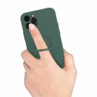 Husa Apple iPhone 13, Ring Silicone, suport sustinere rotativ, catifea in interior, verde