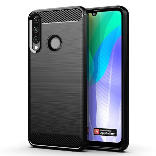 Husa de protectie Carbon Stripe pentru Huawei Y6P, neagra