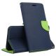 Husa tip carte Fancy Case pentru Samsung Galaxy A12, inchidere magnetica, albastru navy/verde lime