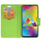 Husa tip carte Fancy Case pentru Samsung Galaxy A12, inchidere magnetica, albastru navy/verde lime