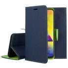 Husa tip carte Fancy Case pentru Samsung Galaxy A12, inchidere magnetica, albastru navy/verde lime