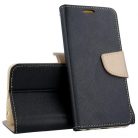 Husa protectie Xiaomi Redmi 10, Fancy Case, tip carte, inchidere magnetica, negru/auriu