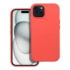 Husa Apple iPhone 15, Luxury Silicone, catifea in interior, rosu piersica