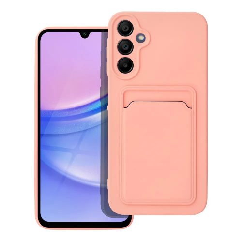 Husa protectie Samsung Galaxy A15, Card Case, buzunar pentru carduri/cartele, roz pal