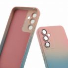 Husa Samsung Galaxy A14, Luxury Ombre Silicone, catifea in interior, protectie camere, roz/albastru