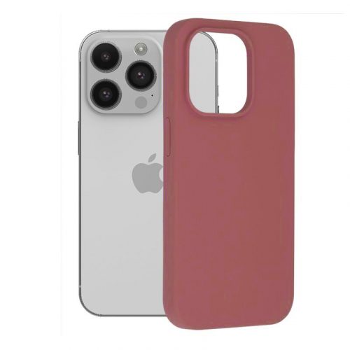 Husa Apple iPhone 14 Pro, Luxury Silicone, catifea in interior, rosu burgundy