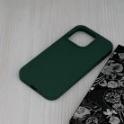 Husa Apple iPhone 14 Pro, Luxury Silicone, catifea in interior, verde inchis