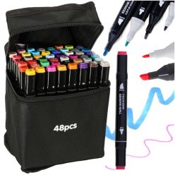   Set 48 markere cu doua capete Touch, suport si geanta depozitare incluse