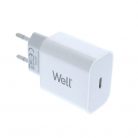 Incarcator casa Well, 1 x USB-C PD 20W, incarcare rapida, bulk, alb