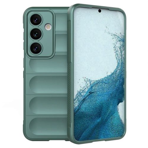 Husa Samsung Galaxy S24, Wave Silicone, protectie camera, catifea in interior, deep green