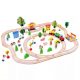 Traseu din lemn Kids Toyland, cu masinute si accesorii, 80 piese