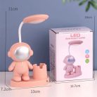 Lampa LED cu suport creioane si ascutitoare, astronaut roz