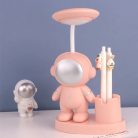 Lampa LED cu suport creioane si ascutitoare, astronaut roz