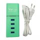 Incarcator casa U4, 4 porturi USB 5V - 2.4A, cablu prelungitor 1 metru, verde