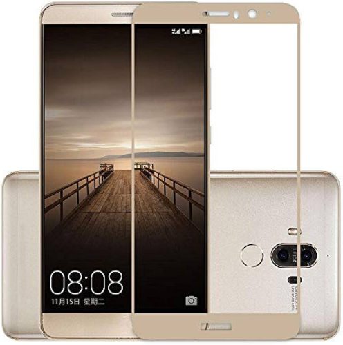 Folie sticla Huawei Mate 9, Full Glue 3D, margini usor curbate, aurii