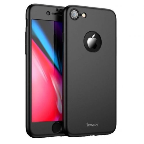 Husă IPAKY Full Cover 360° pentru Apple iPhone 8 (față + spate + sticlă), neagră