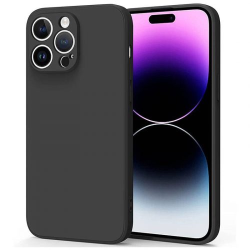 Husa Apple iPhone 14 Pro, Luxury Silicone, catifea in interior, protectie camere, negru