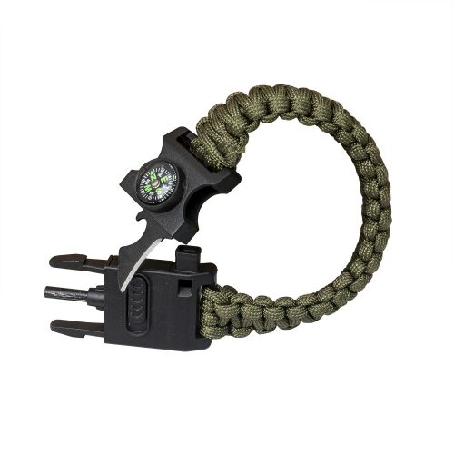 Bratara din snur tip Surviver Paracord, cu fluier, cutit, busola si amnar, diverse culori