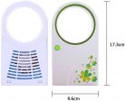 Mini ventilator portabil fara elice, alimentare USB sau baterii, alb/verde